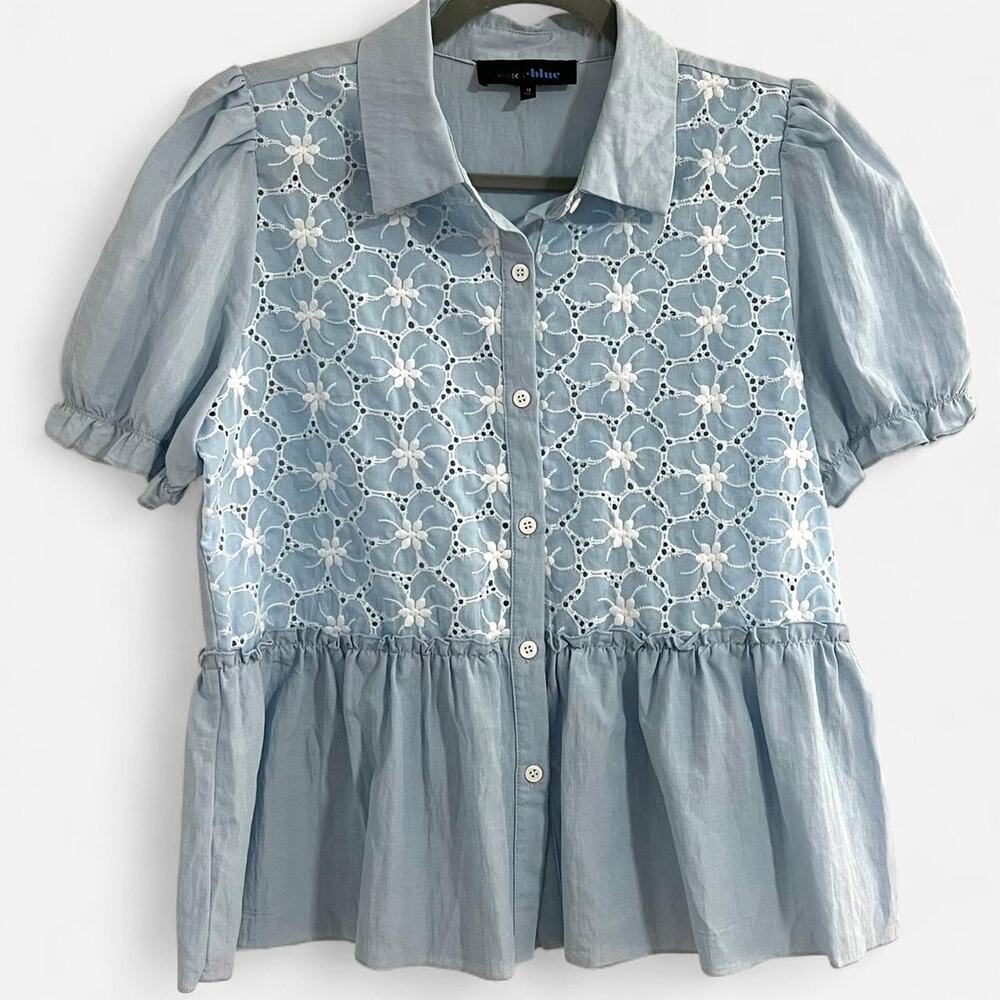 Alice Blue Floral Eyelet Blouse